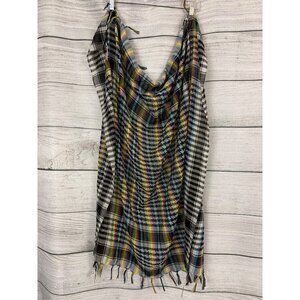 Handwoven Multicolor Plaid Cotton Scarf/Shawl With Tassels